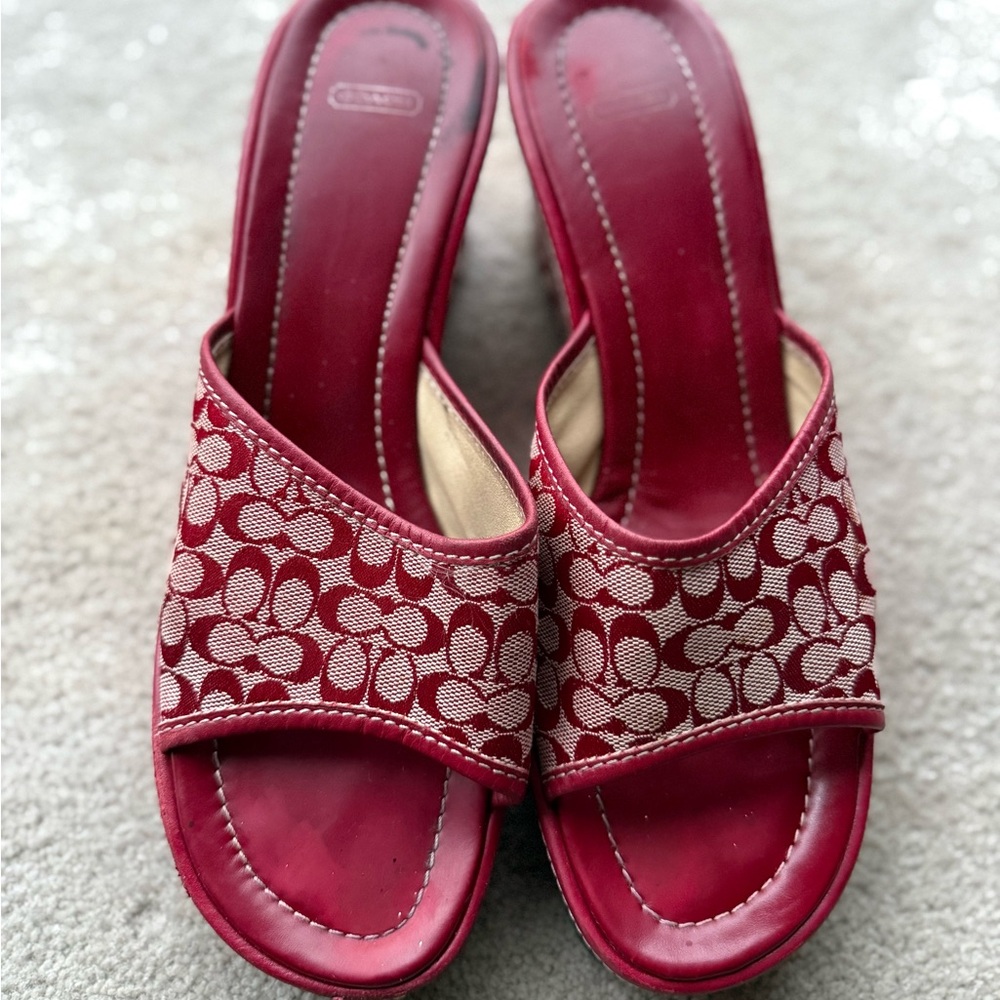 Coach Red Patterned Women's Sandals